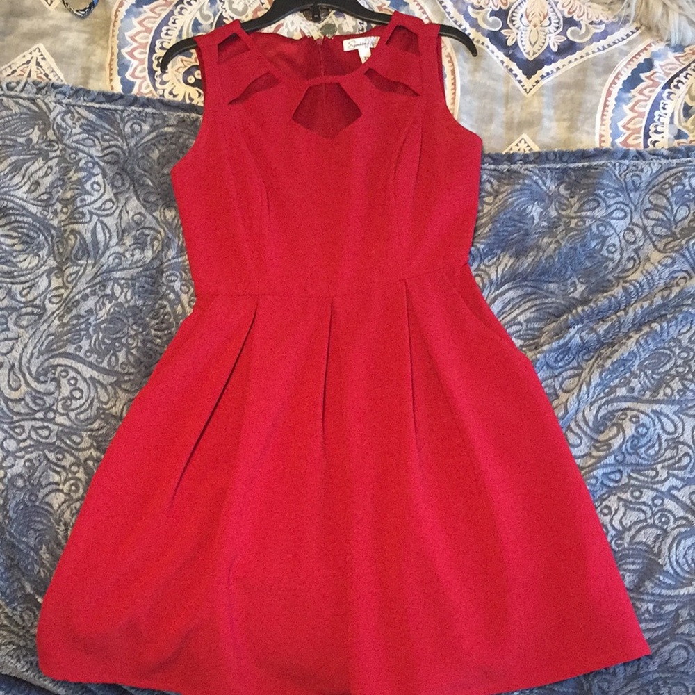 Dark red flair dress